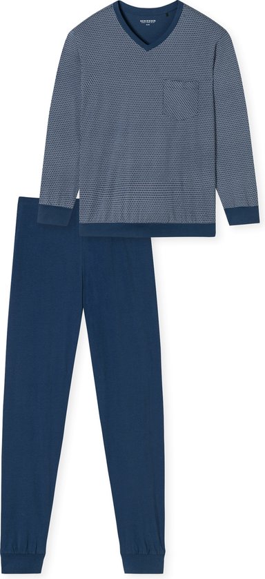 Schiesser Pyjama lang - Comfort Essentials - Heren Pyjamaset - blauw