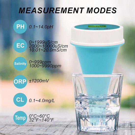Testeur Numérique 5 En 1 Pour Piscine Eau Salée - Mesure PH, Sel, TDS, EC, Température, Avec étalonnage 12,88 MS/cm - 2