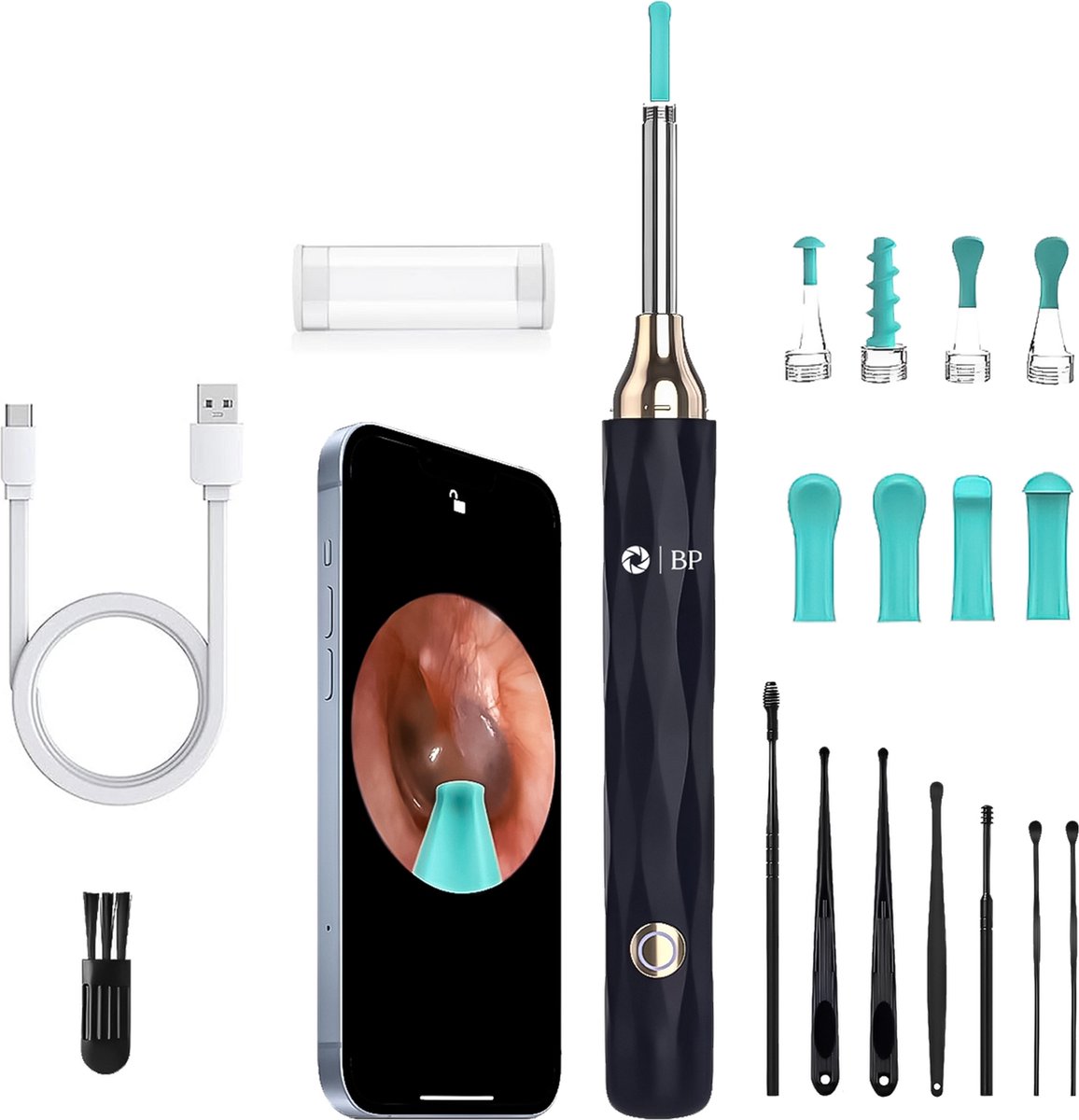Goedkoopste BP® Oorsmeer Verwijderaar met Camera - Oorreiniger - Ear Cleaner - Oor Schoonmaken - Earscratcher - Oorlepel - Inclusief Reinigingsset - USB Oplaadbaar - Met App