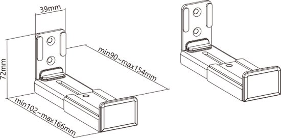 Ophangbeugels voor Soundbar - 2 stuks - Universeel - Met anti-slip - Bevestiging aan muur - Zwart