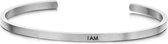 Key Moments 8KM-B00370 - Stalen open bangle met tekst - I am - zirkonia - one-size - zilverkleurig