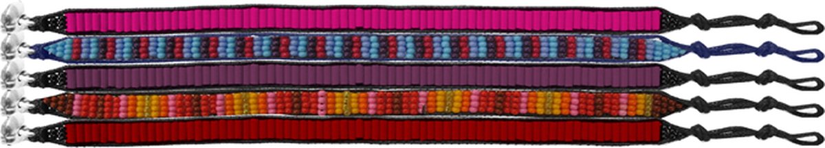 Colori 4 SET004 Ibiza Style Armbanden - 20 cm - Roze / Paars / Rood