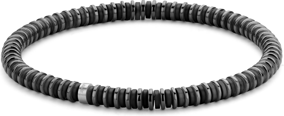 Frank 1967 7FB-0452 natuurstenen armband - stretch - zwart / staal