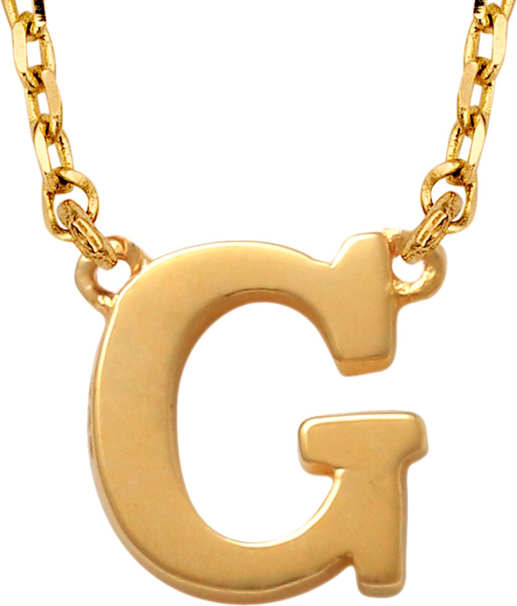 New Bling 9NBG-900G Gouden Ketting met Letter G - 6mm - Ankerschakel - 38+2,5+2,5cm - Initiaal sieraad - 14 Karaat - Goud