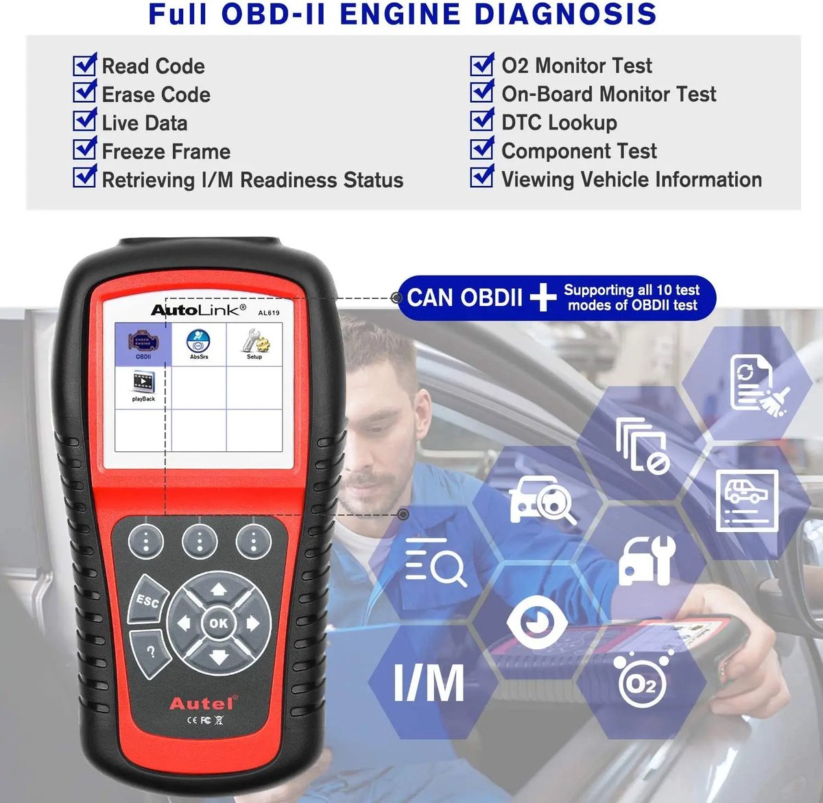 Autel OBD2 Escáner AutoLink AL549 (versión ejorada. AL519) Lector de