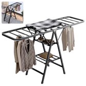 Bol.com Luxe Inklapbaar Droogrek - Droogtoren - Verstelbare Vleugels - 7 Meter Drooglengte - Stalen Constructie - Zwart - Inclus... aanbieding