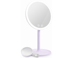 foto van EMKE Make-Up Spiegel - Dimbaar en 3 Lichtkleuren - 3X Vergrotings - 90° Verticaal Draaibaar - USB Oplaad