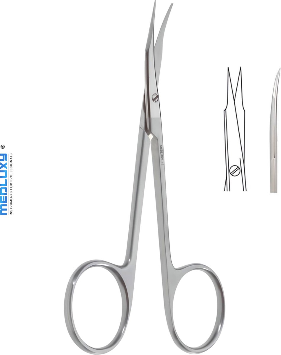 Goedkoopste Medluxy - Weefselschaar Stevens - Gebogen schaarbladen - Scherp / Scherp punt - 11 cm - EHBO Verpleegkunde Verbandschaar - Nagelriemschaar Wenkbrauwschaar - tenotomie