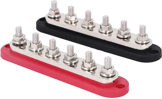 Zware belastingsbereik bus bar 300A 12V stroomverdelingsblok met 3/8 (M10) 4-post klemmenblok met afdekking voor automotive, marine, batterijsysteem ( zwart & rood