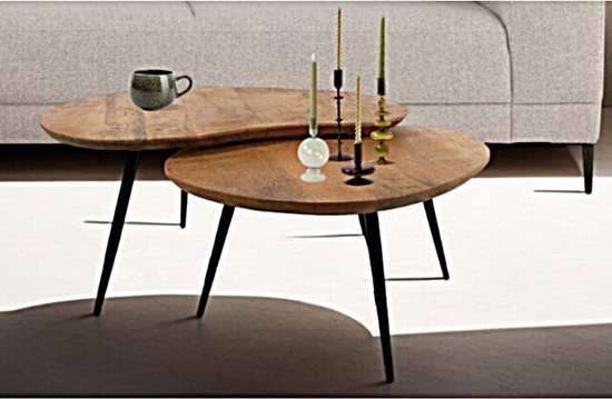 Salontafel Erfurt organisch set van 2 mangohout - Naturel