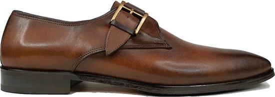 Ferro Shoes - Chaussure à Boucle Simple SAMUEL - Cognac - Taille 45 - Cuir Véritable - Handgemaakt