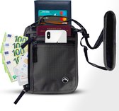 Groene Berg Nektasje - Paspoorttasje - Paspoorthouder met RFID blokkering - Travel Wallet - Veilig op reis - Reisportemonnee voor dames en heren - Grijs