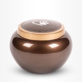 Dieren Urn Hond Middel 1,1 liter Bruin Goudkleurig Hart & Poot - Dieren Urn voor As Crematie - Urn Hond - Urn Kat
