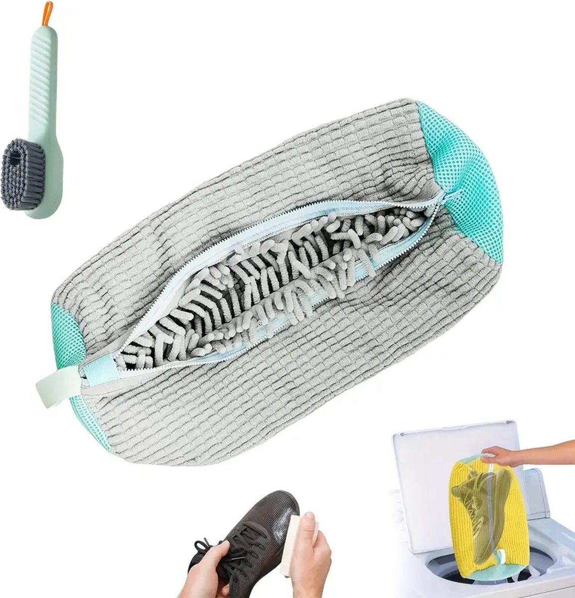 Goedkoopste Waszak Schoenen, Schoenenzak Wasmachine, Schoenenwaszak Wasmachine, Waszak Schoenenzak, Schoenenwaszak, 1 Stuk Wasschoenenzak voor Sneakers Verhoogde wrijving binnenin - Grijs