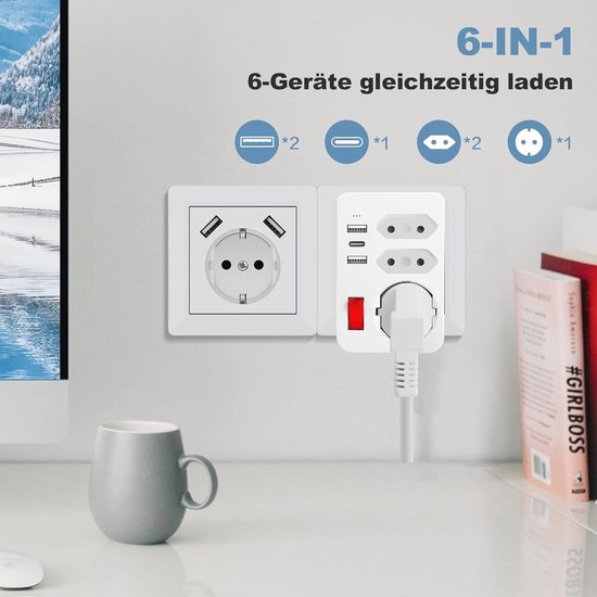 Inbouw USB A C stopcontact compleet, zwart C-line, met frame en