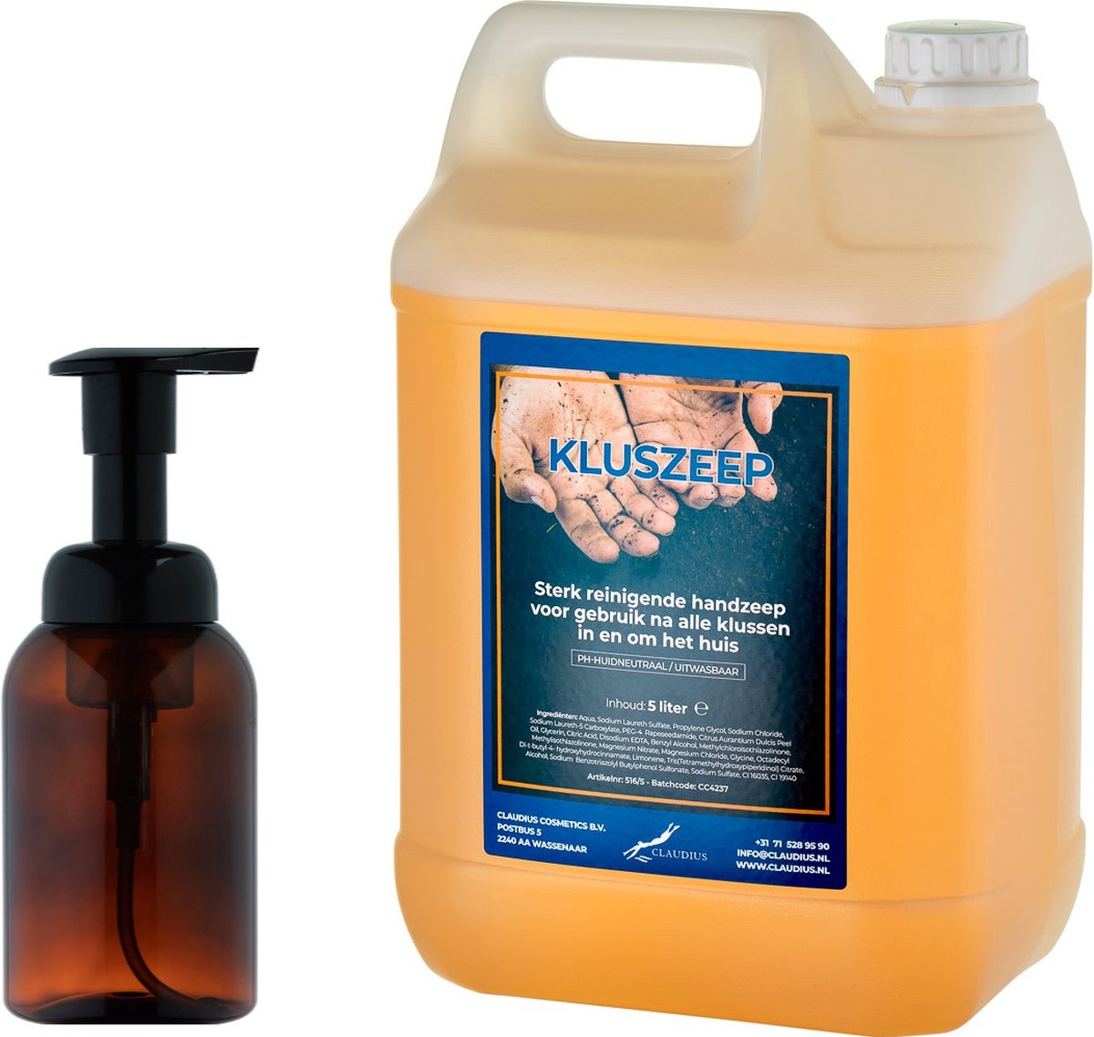 Goedkoopste Zeepdispenser 300 ml amber bruin hervulbaar 5 liter Kluszeep navulling