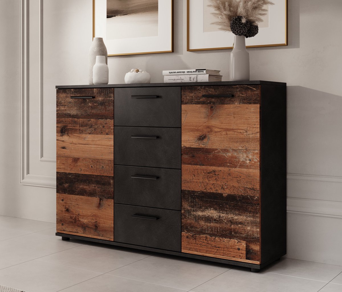 Meubella - Dressoir Bellini - Grijs - 120 cm