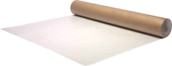 AVOID® Stucloper Karton Wit/Bruin 50M² – 250gr/m² – Dubbelzijdige Vloerbescherming met PE-Coating – Voor Bouw, Schilderwerk & Renovatie – 1.30M Breed