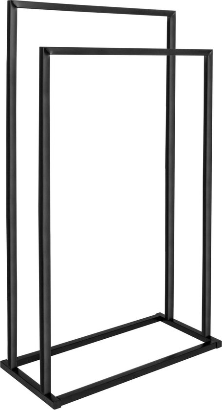 Porte-serviettes Springos | Porte-serviettes | Accessoires de salle de bain | Métal / Bois  | Debout | Blanc