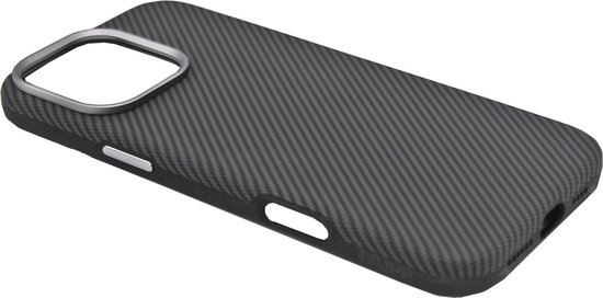 IYUPP Coque adaptée pour iPhone 16 Pro Max – Texture carbone – Compatible avec MagSafe – Zwart