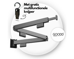 GOODD® - Droogrek - Wasrek - Wanddroogrek - Zwart - Inklapbaar - Rvs