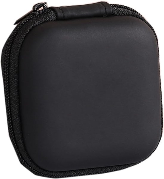 Étui de protection - 1 pièce - Étui rigide - Étui universel pour écouteurs - Convient aux casques Bluetooth - Écouteurs intra-auriculaires - Earpods - Zwart - 8 x 8 x 3,6 cm - Boîte de rangement pour écouteurs