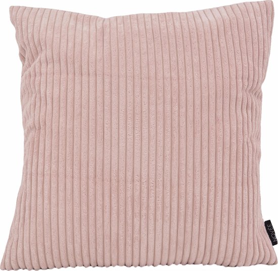 Housse de coussin en velours côtelé rose clair | 45 x 45 cm | Tissu côtelé / Polyester