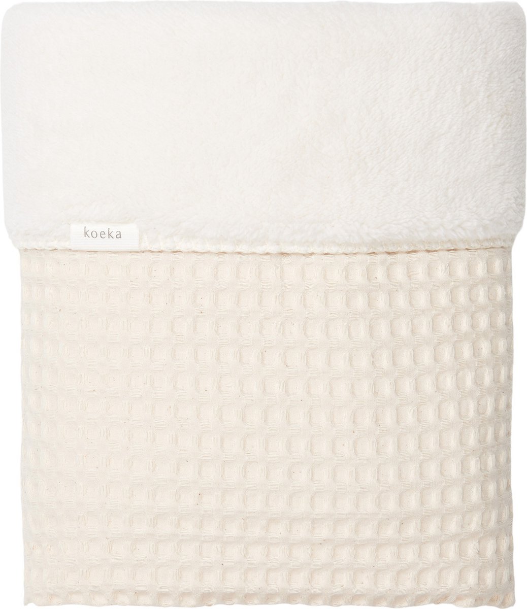 Koeka ledikantdeken wafel/teddy Oslo natural/pebble 100x150