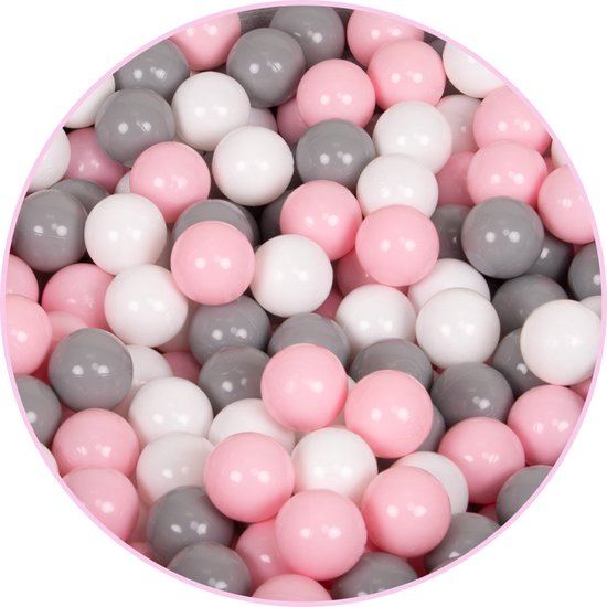 Selonis Ballenbad voor kinderen met 200 ballen ∅6cm 90x30cm - Ballenbak voor Baby's rond - Ballenbak ballen kleurrijke - Met schuimvulling - Ballenbad foam - Voor sensorische - Hellgrau: Wit Grijs Poederroze van Selonis — afbeelding 2