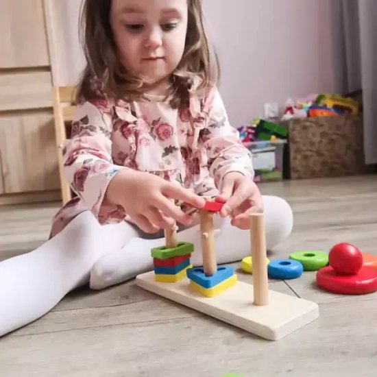 Houten Regenboog Stapelen Kubussen – Educatief Speelgoed voor