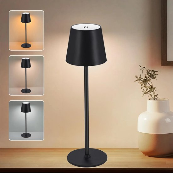 MU LIN Oplaadbare Flessenlamp, Draadloos, Touch Bediening, 3 Modi Kleurtemperatuur Dimbaar Voor Woonkamer Restaurant 1991814171