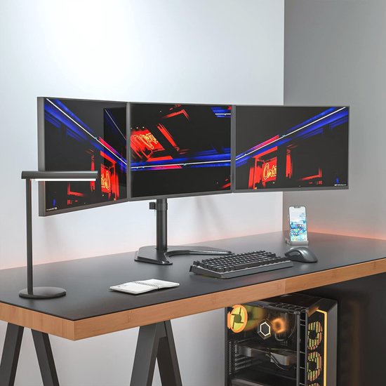 Üçlü monitör kolu, 3 monitör standı masası dağı üç düz/kavisli bilgisayar ekranl
