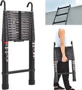 Bol.com Carlovo Telescoopladder - Vouwladder - Telescopische Vouwladder - Telescoop Ladder - Ladder - Afneembare Haken - 5 Meter... aanbieding
