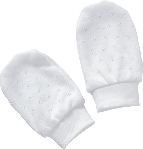 Cottonbaby krabwantjes - newborn - rekbaar - ajour wit