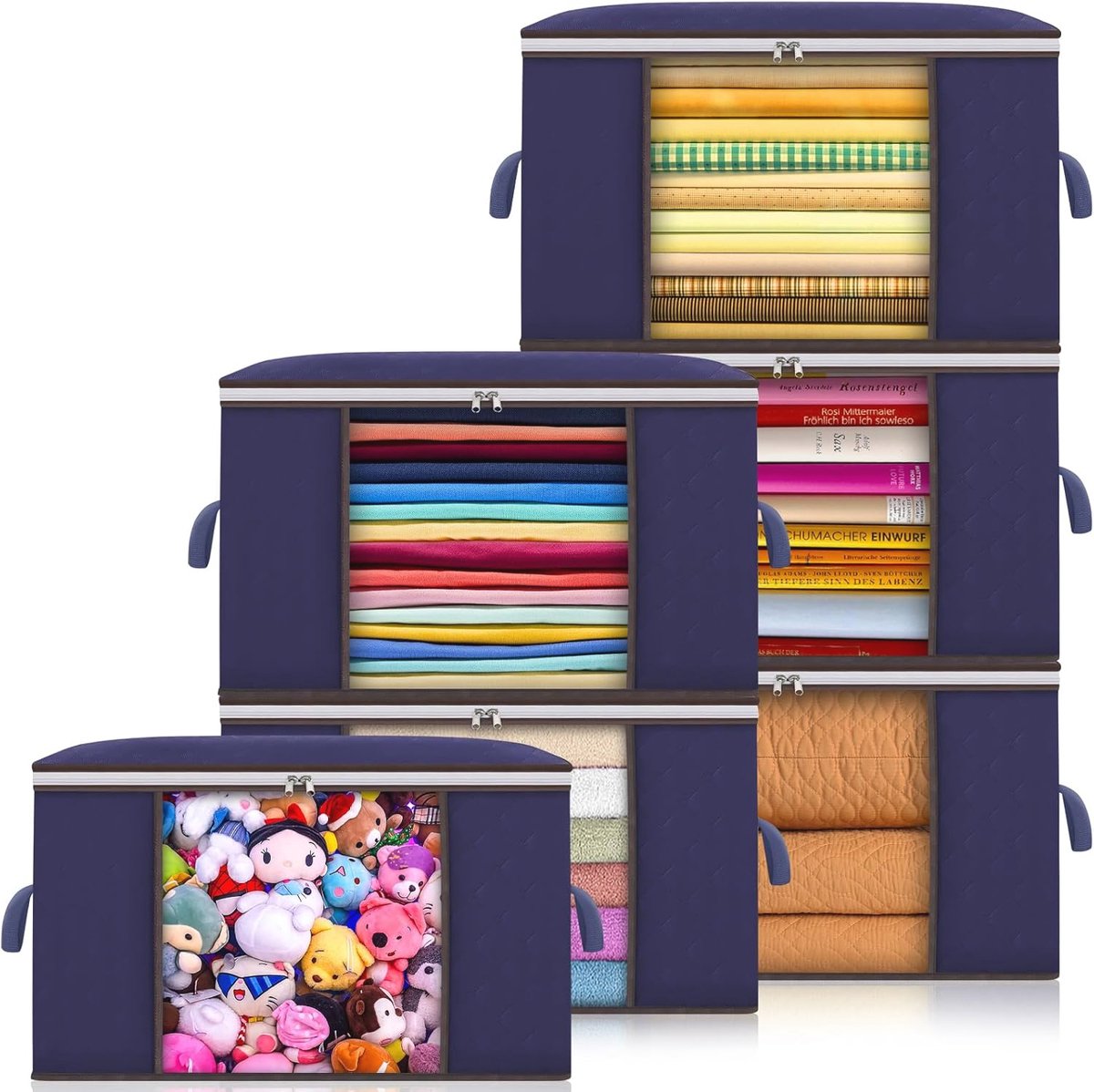 Goedkoopste 6 Pack Kleding Opbergzakken - 90L Onderbed Opbergtassen - Ruime Opbergoplossing voor Beddengoed, Kussens en Speelgoed