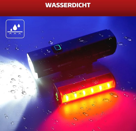 Led-fietsverlichtingsset met Lithium-ion-accu | StVZO-goedgekeurde Fietsverlichting | Superheldere USB Oplaadbare Waterdichte Koplamp voor Mountainbike — afbeelding 5