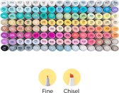 Ohuhu Fine & Chisel Alcohol based Art markers - set van 120 + Blender + etui