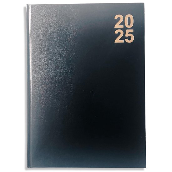 2025 Bureau agenda - Dagagenda 1D/1P - A4 Hardcover Zwart - 21x29cm