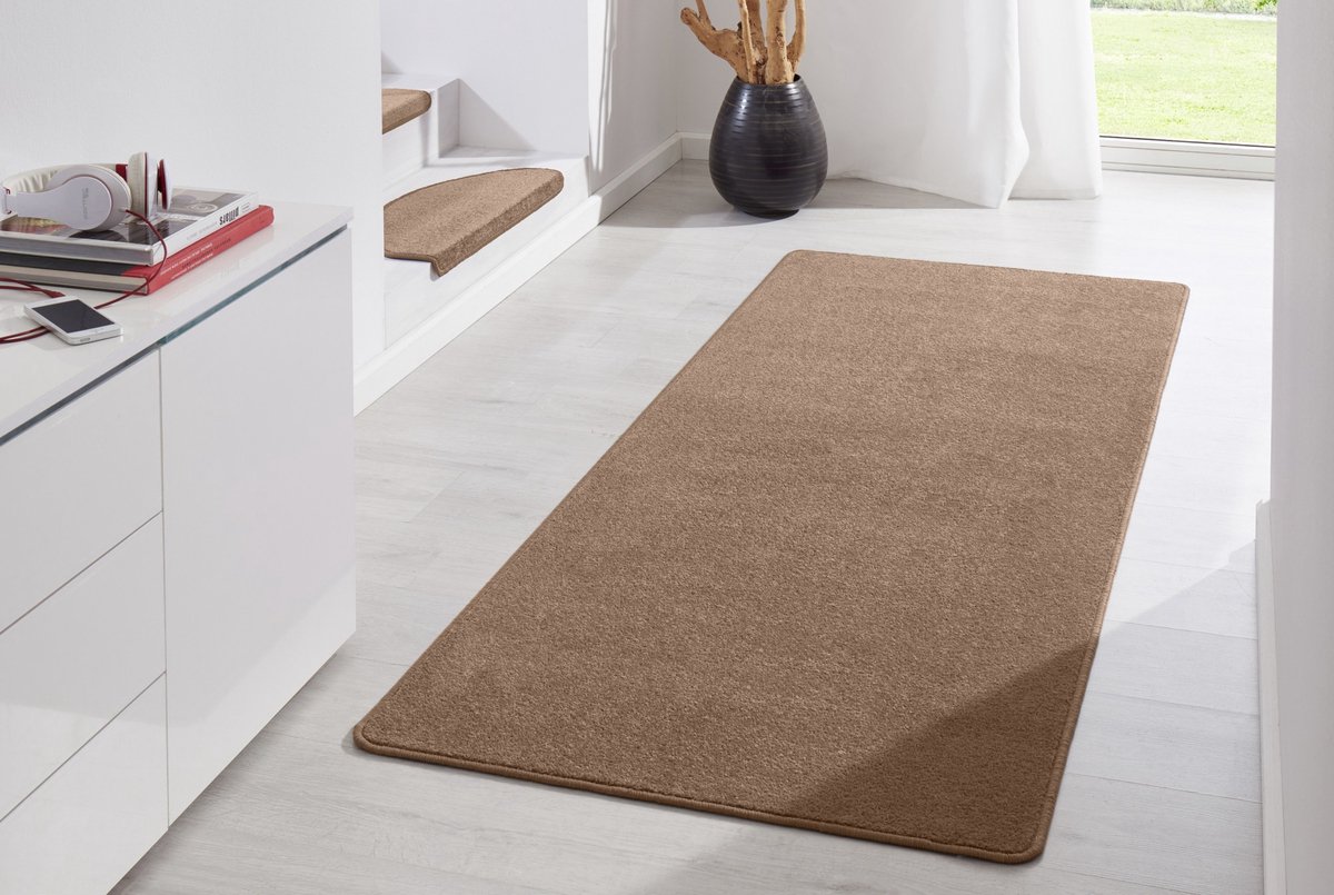 Loper Uni Laagpolig Effen Vloerkleed - Fancy - Bruin 100x150 cm