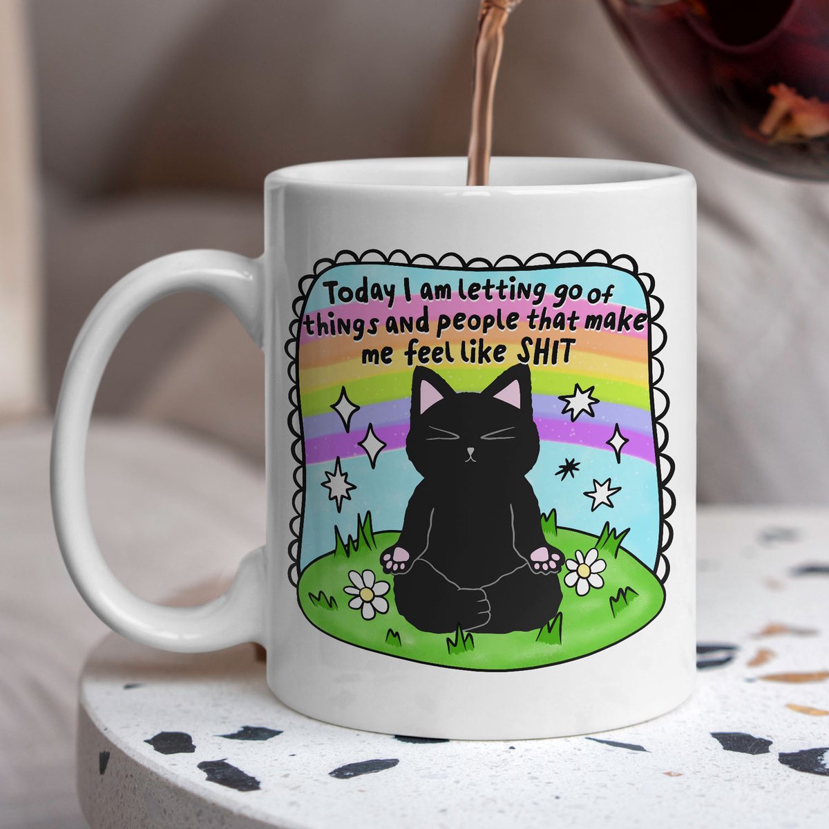 Creasowl - Kat - Koffiemok met spreuk - Letting go of things - Cadeau voor vrouw - Koffie mok - Grappige cadeaus - Cadeau voor vriendin - Kado Motivatie - Grappige mok - Cadeautje voor haar - Mokken en bekers - Verjaardag cadeau - Koffiekopjes