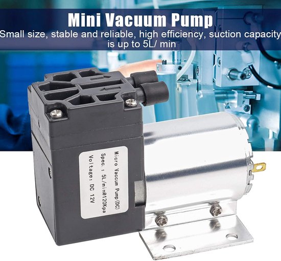 Vacuümzuigpomp, DC 12V 5L/min 120kpa Minivacuümpomp Negatieve Drukzuigpomp Met Houder