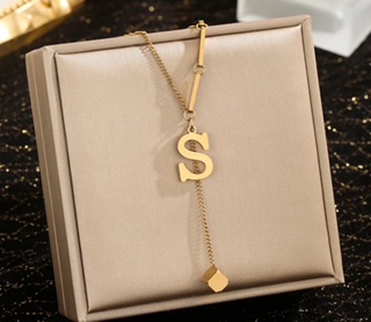 JP Family Jewelry - Luxe Halsketting - Dubbel Verguld RVS, Lengte 40+5 cm - Letter S