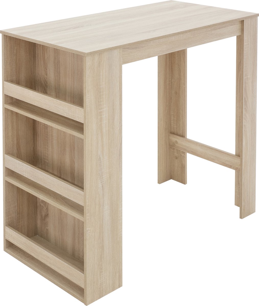 ml-design bartafel met 3 etages, eiken Sonoma, 117x106x57 cm, veel bergruimte, bartafel met 3 etages, bartafel bistrotafel bartafel keukentafel ontbijttafel Bruin