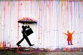 BANKSY Colorful Rainbow Umbrella Canvas Print