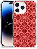 Smartphone hoesje Apple iPhone 14 Pro Max Hoesje ontwerpen met transparante rand Batik Red