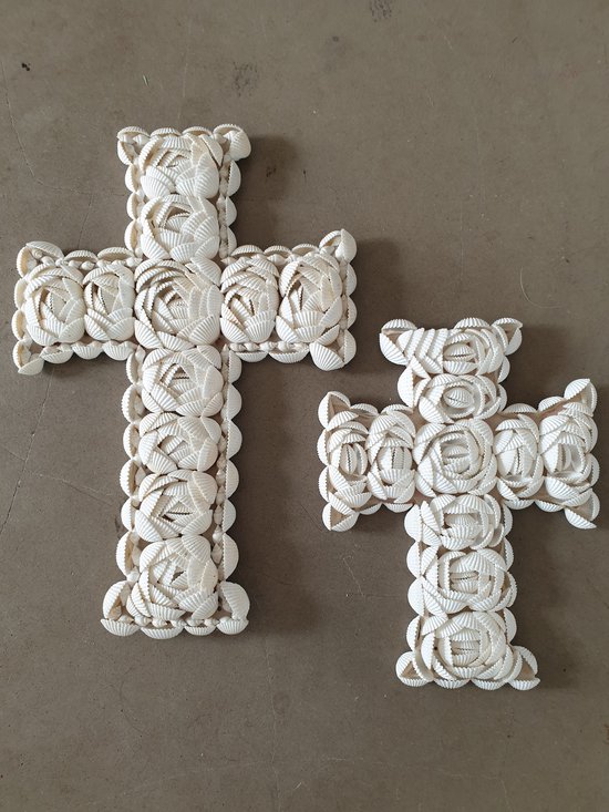 kruis - woondecoratie - wanddecoratie - schelpen - handmade