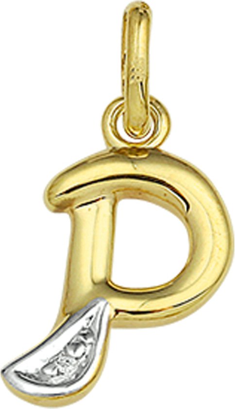 Foto: Huiscollectie bedel letter p diamant 0 005 ct goud