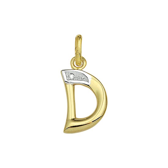 Huiscollectie Bedel Letter D Diamant 0.005 Ct. Goud