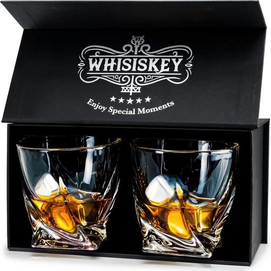 Whisiskey Twisted Whiskey Glazen - 2 Twisted Glazen - Whiskey Glazen Set - Waterglazen - Drinkglazen - 345 ml Glas - Peaky Blinders - Cadeau