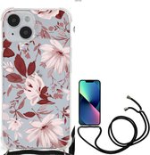 Anti Shock Hoesje Geschikt voor iPhone 14 GSM Hoesje met doorzichtige rand Watercolor Flowers